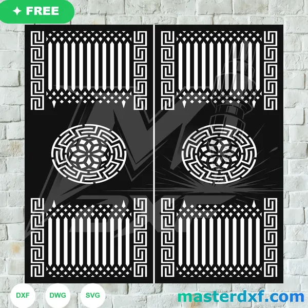 Greek Key Picket Fence Circular Maze DXF Panel DXF File